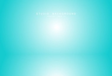 Boş mavi stüdyo odası. Yaratıcı projeniz için telif alanı ile aydınlık bir iç mekan. Vektör illüstrasyonu EPS 10