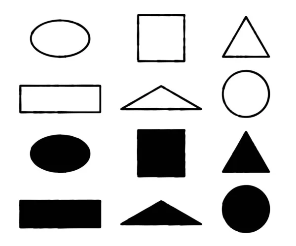 Handgetekende Set Abstracte Vormen Doodle Verzameling Zwarte Richtingschets Symbolen Vectorillustratie — Stockvector