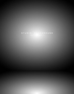 Boş gri gradyan stüdyo odası arka planı. Yaratıcı projeniz olan Vektör illüstrasyonu EPS 10 için telif alanı ile fon ışığı içereName