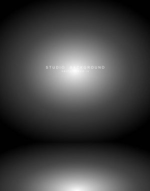 Boş gri gradyan stüdyo odası arka planı. Yaratıcı projeniz olan Vektör illüstrasyonu EPS 10 için telif alanı ile fon ışığı içereName