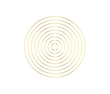 Eşmerkezli daire elemanı. Altın renkli lüks bir yüzük. Ses dalgası için soyut vektör illüstrasyonu, altın grafik, web siteleri için modern dekorasyon, posterler, afişler, şablon EPS10 vektörü