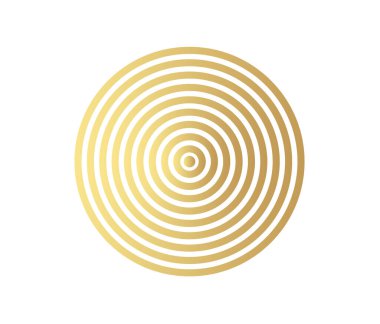 Eşmerkezli daire elemanı. Altın renkli lüks bir yüzük. Ses dalgası için soyut vektör illüstrasyonu, altın grafik, web siteleri için modern dekorasyon, posterler, afişler, şablon EPS10 vektörü
