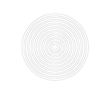 Eşmerkezli daire elemanı. Siyah ve beyaz renkli yüzük. Ses dalgası için soyut vektör illüstrasyonuName.