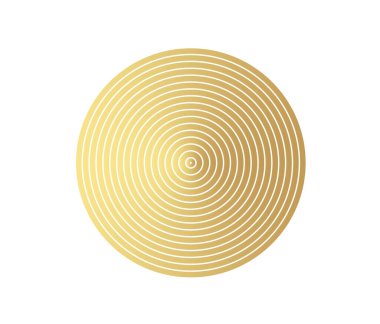 Eşmerkezli daire elemanı. Altın renkli lüks bir yüzük. Ses dalgası için soyut vektör illüstrasyonu, altın grafik, web siteleri için modern dekorasyon, posterler, afişler, şablon EPS10 vektörü