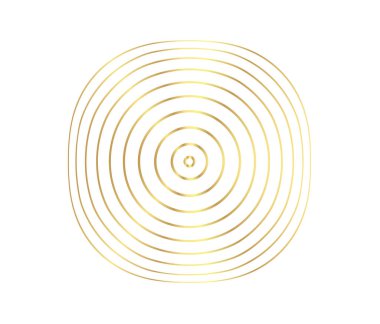 Eşmerkezli daire elemanı. Altın renkli lüks bir yüzük. Ses dalgası için soyut vektör illüstrasyonu, altın grafik, web siteleri için modern dekorasyon, posterler, afişler, şablon EPS10 vektörü