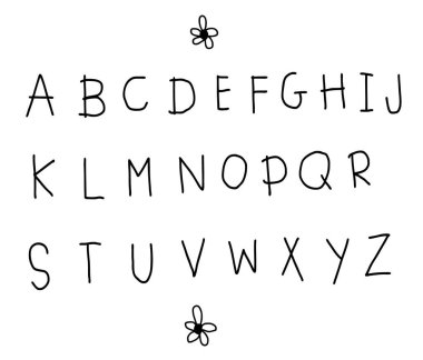 Sanserif font with hand-drawn soft shape. Raw type font. Isolated on white background - Vector 