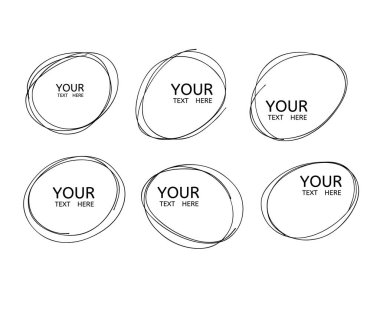 El çizimi çember çizimi. Vektör dairesel karalama yuvarlak daireler, mesaj notu tasarım ögesi. Kalem, kalem, grafiti balonu, top taslağı çizimi. - Vektör 