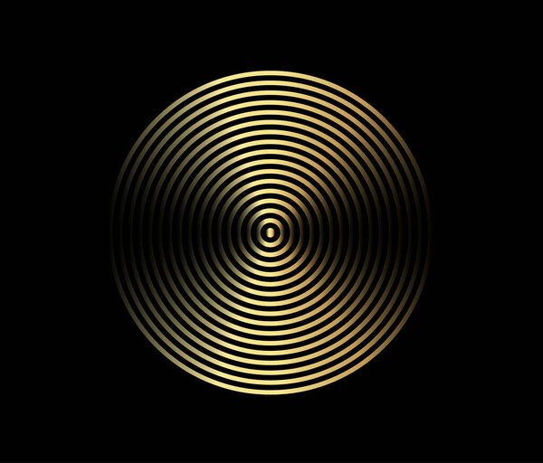 Concentric circle element. Gold luxurious color ring. Abstract  vector illustration for sound wave, golden graphic, Modern decoration for websites, posters, banners, template EPS10 vector