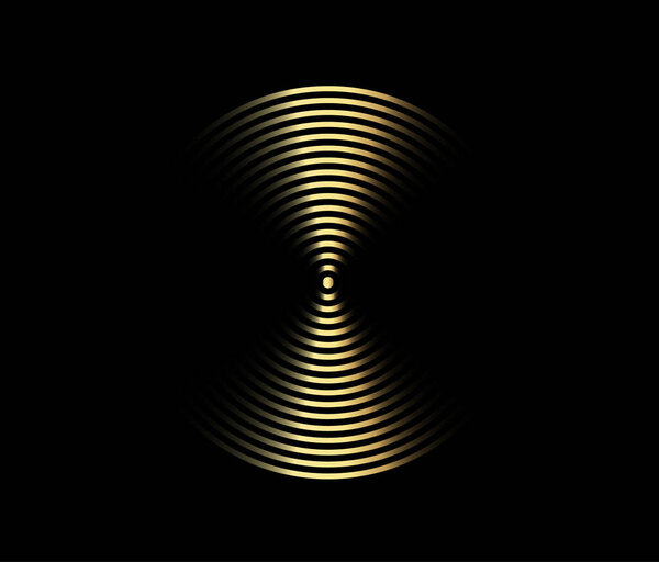 Concentric circle element. Gold luxurious color ring. Abstract  vector illustration for sound wave, golden graphic, Modern decoration for websites, posters, banners, template EPS10 vector