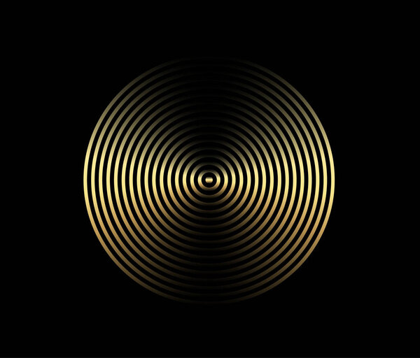 Concentric circle element. Gold luxurious color ring. Abstract  vector illustration for sound wave, golden graphic, Modern decoration for websites, posters, banners, template EPS10 vector