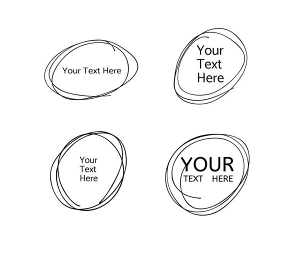 Hand drawn circle line sketch. Vector set circular scribble doodle round circles,  message note mark design element. Pencil, pen, graffiti bubble, ball draft illustration. - Vector 
