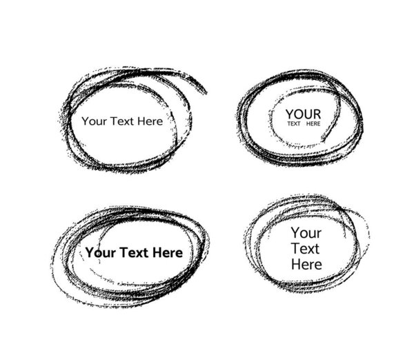 Ручной рисунок линии круга. Векторный набор круглых каракулей с каракулями, элемент дизайна метки сообщения. Карандаш, ручка, граффити пузырь, набросок шара иллюстрации. - Вектор 