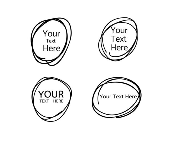 Hand drawn circle line sketch. Vector set circular scribble doodle round circles,  message note mark design element. Pencil, pen, graffiti bubble, ball draft illustration. - Vector 