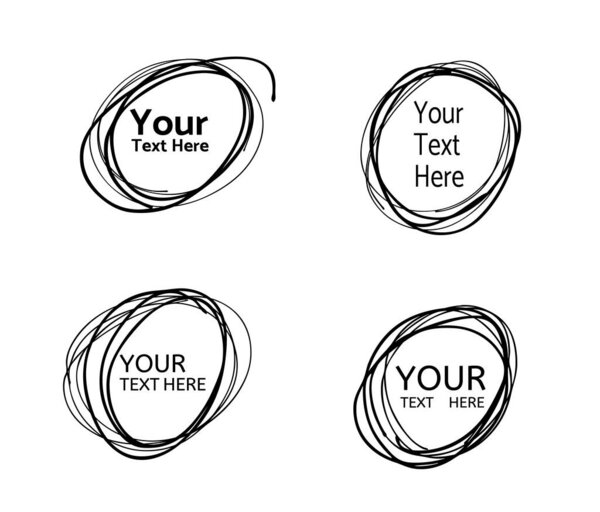 Hand drawn circle line sketch. Vector set circular scribble doodle round circles,  message note mark design element. Pencil, pen, graffiti bubble, ball draft illustration. - Vector 