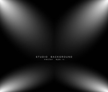 Boş siyah gradyan stüdyo odası arka planı. Yaratıcı projeniz olan Vektör illüstrasyonu EPS 10 için telif alanı ile fon ışığı içereName