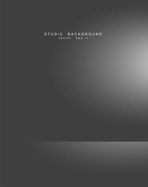 Boş gri gradyan stüdyo odası arka planı. Yaratıcı projeniz olan Vektör illüstrasyonu EPS 10 için telif alanı ile fon ışığı içereName