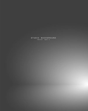 Boş gri gradyan stüdyo odası arka planı. Yaratıcı projeniz olan Vektör illüstrasyonu EPS 10 için telif alanı ile fon ışığı içereName