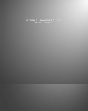 Boş gri gradyan stüdyo odası arka planı. Yaratıcı projeniz olan Vektör illüstrasyonu EPS 10 için telif alanı ile fon ışığı içereName