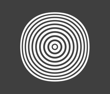 Eşmerkezli daire elemanı. Siyah ve beyaz renkli yüzük. Ses dalgası için soyut vektör illüstrasyonuName.