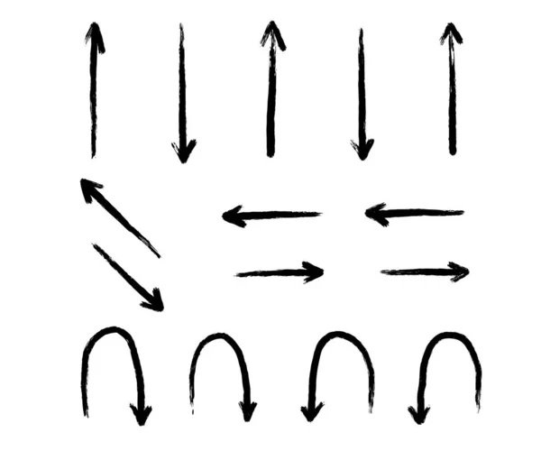 Conjunto Flechas Dibujadas Mano Formas Abstractas Garabatos Colección Símbolos Boceto — Archivo Imágenes Vectoriales