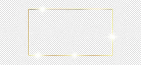 Золотая Блестящая Светящаяся Рамка Тенями Изолированными Прозрачном Фоне Золотая Роскошь — стоковый вектор