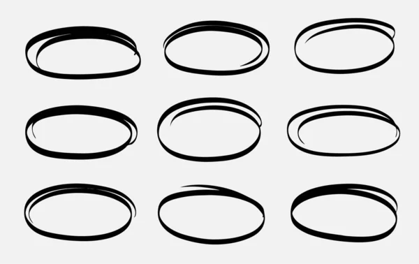 Desenho Linha Circular Desenhado Mão Conjunto Vetores Circular Rabiscar Círculos —  Vetores de Stock