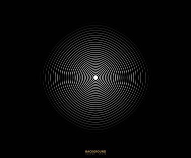 Soyut yuvarlak desenli siyah-beyaz renk halka. Ses dalgası için soyut vektör illüstrasyonuName.