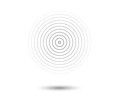 Eşmerkezli daire elementleri. Grafik web tasarımı için element, baskı, tekstil, ambalaj, dekorasyon için şablon - vektör illüstrasyonu