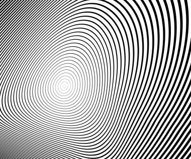 Soyut yuvarlak desenli siyah-beyaz renk halka. Ses dalgası için soyut vektör illüstrasyonuName.