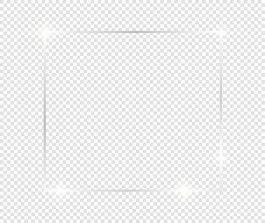 Gri, parlak bir çerçeve ve şeffaf arka planda gölgeler var. Siyah ve beyaz renkli gerçekçi dikdörtgen kenar. İllüstrasyon - Vektör 