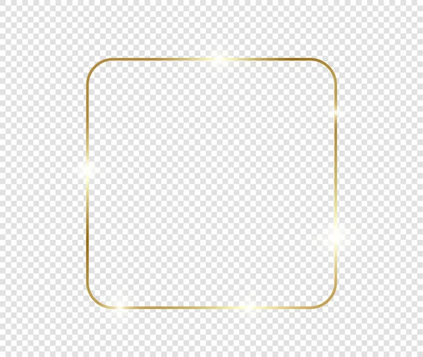 Золота Сяюча Рамка Тінями Ізольована Прозорому Фоні Золота Розкішна Вінтажна — стоковий вектор