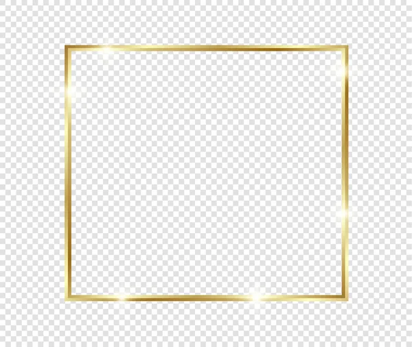 Gold Shiny Glowing Frame Shadows Isolated Transparent Background Golden Luxury — Stock Vector