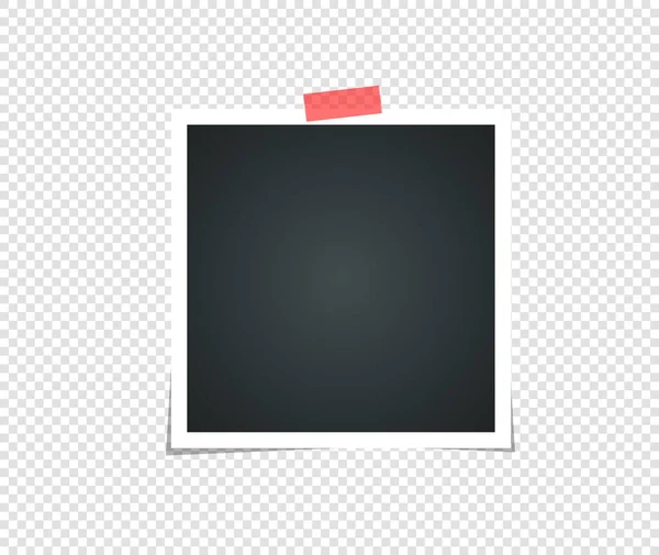 粘着テープでヴィンテージフォトフレームを空にします 現実的なモックアップ写真 あなたの写真のためのレトロテンプレート イラスト Vector — ストックベクタ