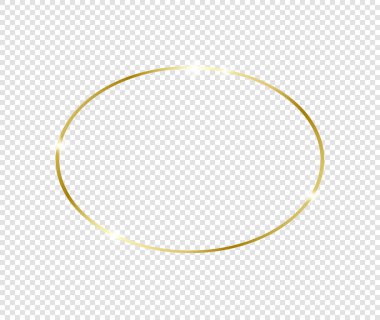 Şeffaf arkaplanda gölgeler olan altın gibi parlak bir çerçeve. Altın lüks, gerçekçi dikdörtgen sınır. İllüstrasyon - Vektör