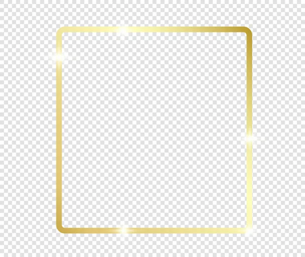 Золота Сяюча Рамка Тінями Ізольована Прозорому Фоні Золота Розкішна Вінтажна — стоковий вектор