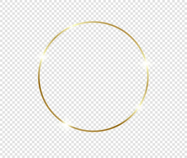 Şeffaf arkaplanda gölgeler olan altın gibi parlak bir çerçeve. Altın lüks, gerçekçi dikdörtgen sınır. İllüstrasyon - Vektör