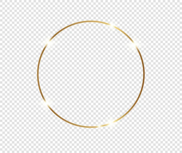 Şeffaf arkaplanda gölgeler olan altın gibi parlak bir çerçeve. Altın lüks, gerçekçi dikdörtgen sınır. İllüstrasyon - Vektör