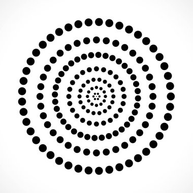 Siyah soyut vektör çember çerçeve yarım ton logo amblemi tasarımı. Çember noktalar dokusu kullanılarak kenarlık simgesi yuvarlak. Vektör illüstrasyon EPS 10