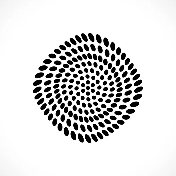 ブラック抽象ベクトルサークルフレームハーフトーンドットロゴエンブレムデザイン 丸点テクスチャを使用した丸枠アイコンベクトルイラストEps — ストックベクタ