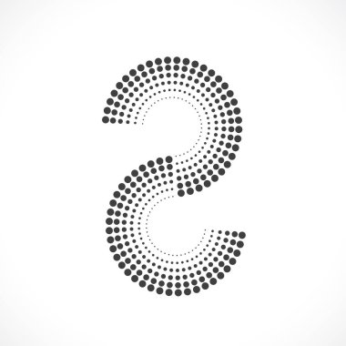 Siyah soyut vektör çember çerçeve yarım ton logo amblemi tasarımı. Çember noktalar dokusu kullanılarak kenarlık simgesi yuvarlak. Vektör illüstrasyon EPS 10