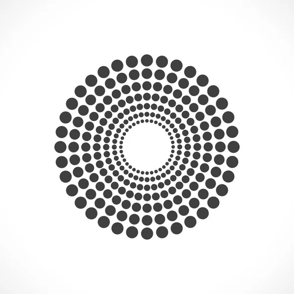 ブラック抽象ベクトルサークルフレームハーフトーンドットロゴエンブレムデザイン 丸点テクスチャを使用した丸枠アイコンベクトルイラストEps — ストックベクタ