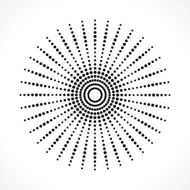 Siyah soyut vektör çember çerçeve yarım ton logo amblemi tasarımı. Çember noktalar dokusu kullanılarak kenarlık simgesi yuvarlak. Vektör illüstrasyon EPS 10