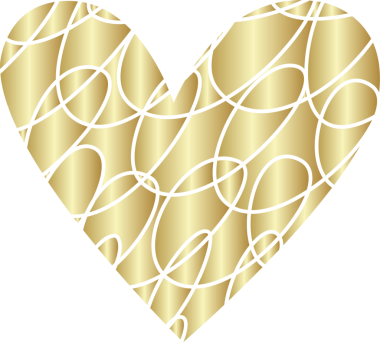 Kalp çizgisi desenli altın rengi element