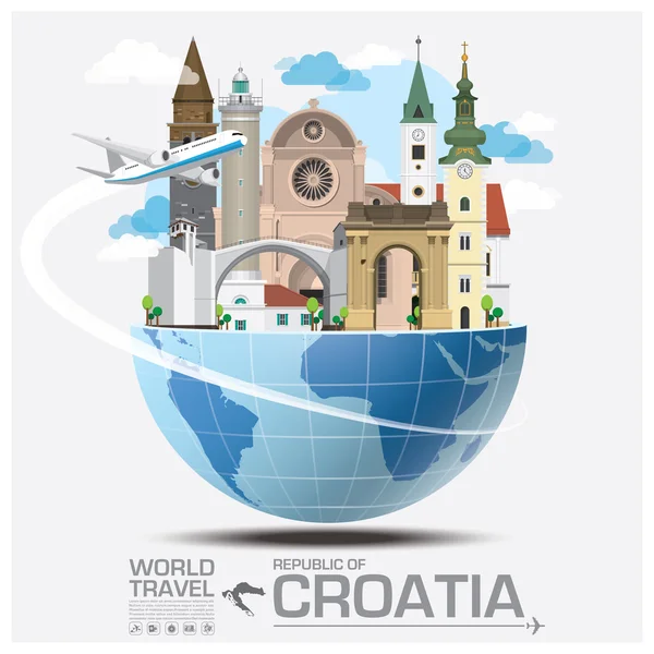 República de Croacia Landmark Global Travel And Journey Infograph — Archivo Imágenes Vectoriales