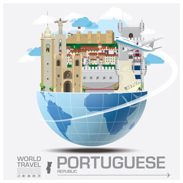 Portugiesische Republik Wahrzeichen globale Reise-und Reise-Infografik — Stockvektor
