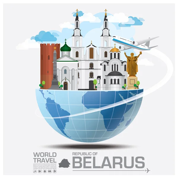 Republika Białoruś Landmark Global Travel i podróż Infografika — Wektor stockowy