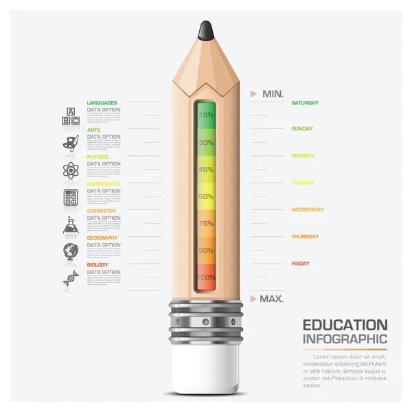 Edukacja i nauka infografikę ołówkiem w skali — Wektor stockowy