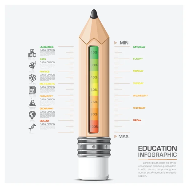 Onderwijs en leren Infographic met schaal potlood — Stockvector