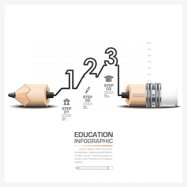 Infográfico de Educação e Aprendizagem com Passo Esculpir Lápis Chumbo — Vetor de Stock