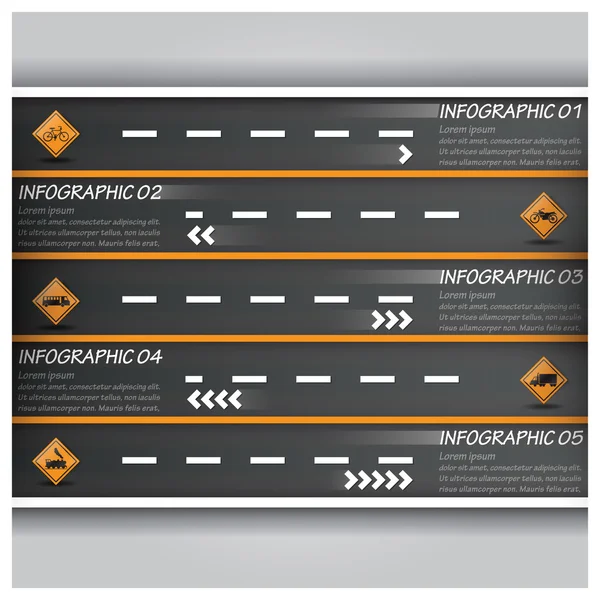 Straßen- und Verkehrsschilder Geschäftsinfografik — Stockvektor